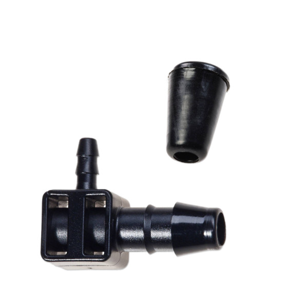 Blumat End-Piece (8mm to 3mm elbow) w/ End Cap (Plug) 2